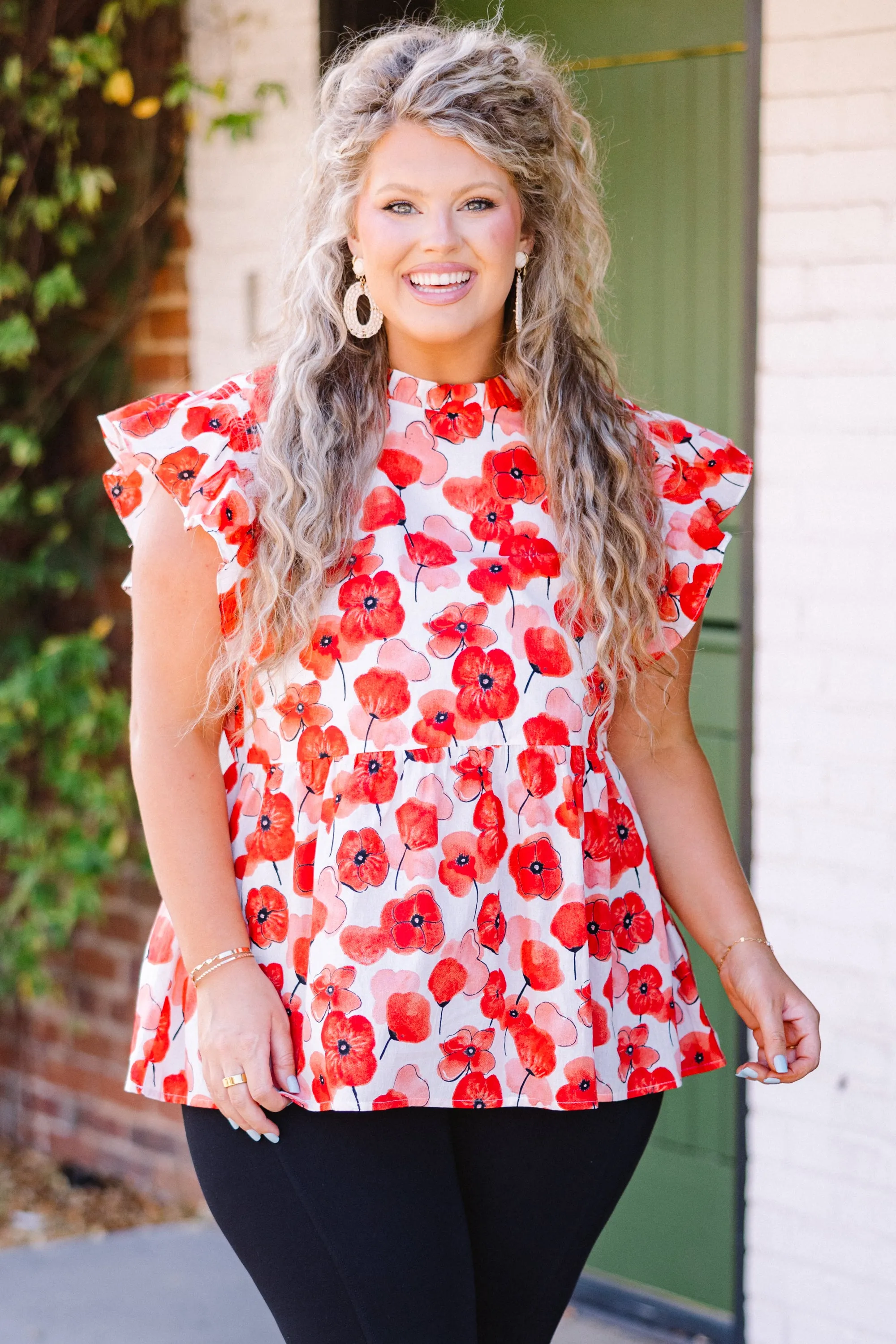 Poppy Pickin Top, Red