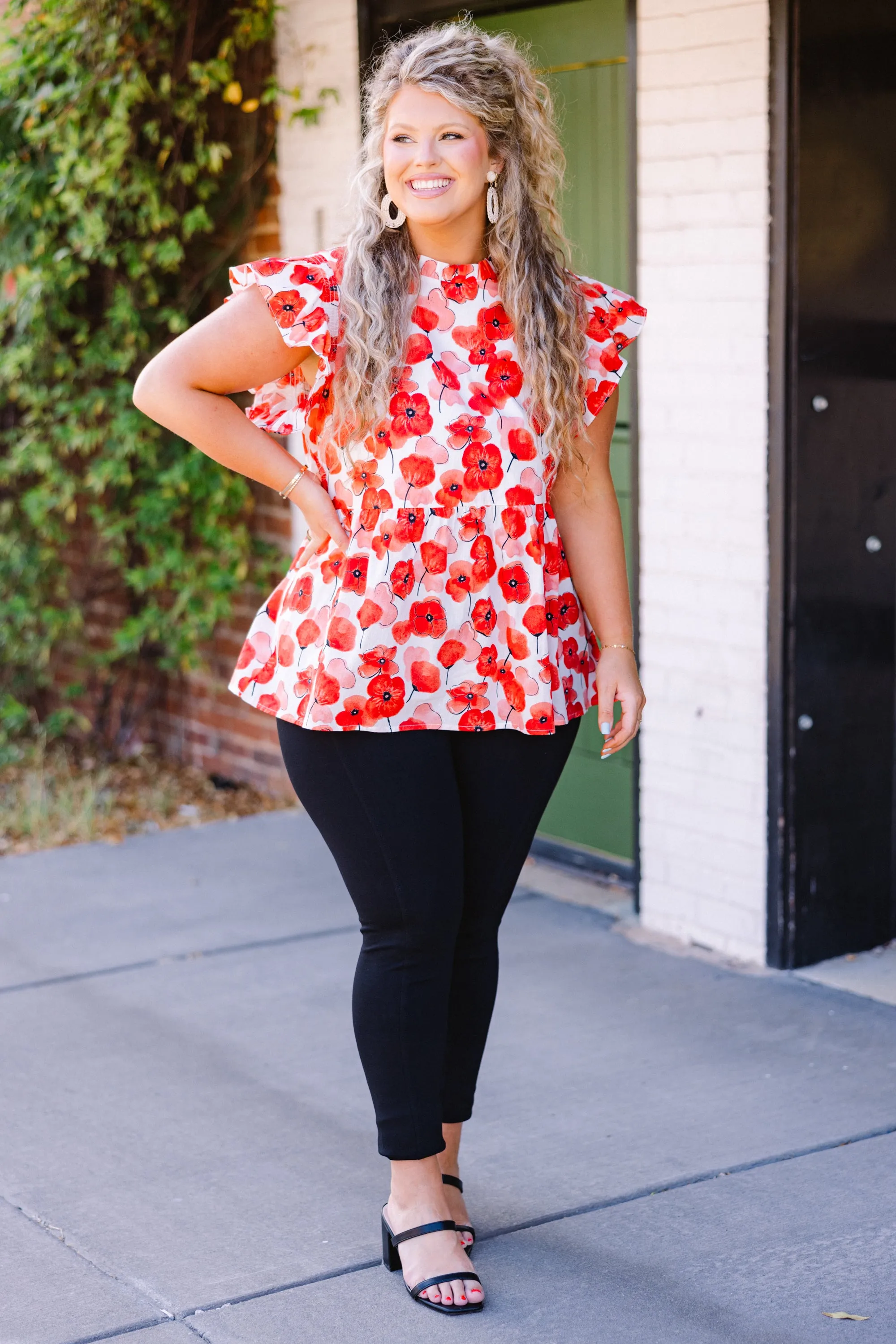 Poppy Pickin Top, Red