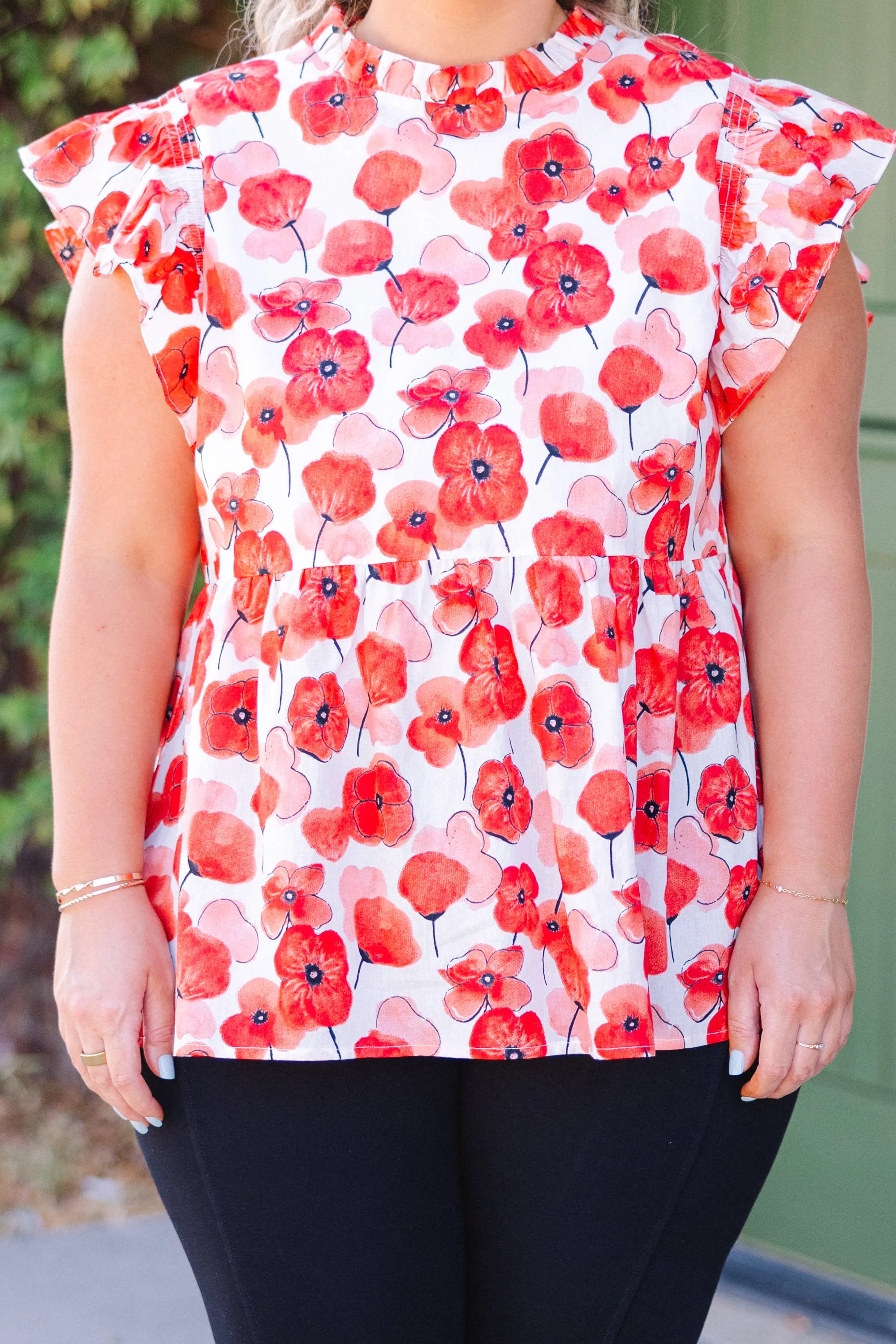 Poppy Pickin Top, Red