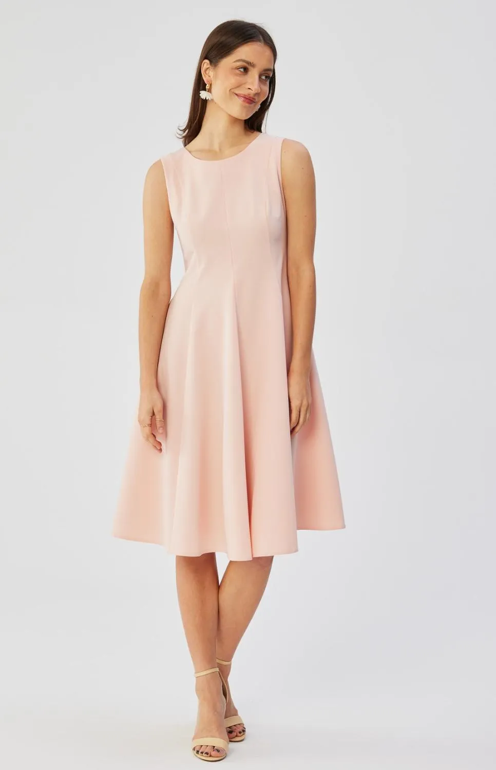 Powder pink fit and flare dress