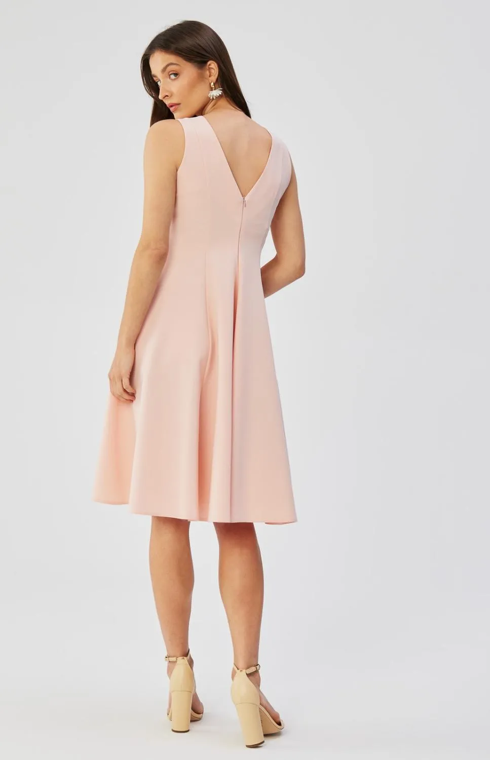 Powder pink fit and flare dress