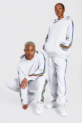 Pride Hooded Tracksuit With Tape Detail | boohooMAN UK