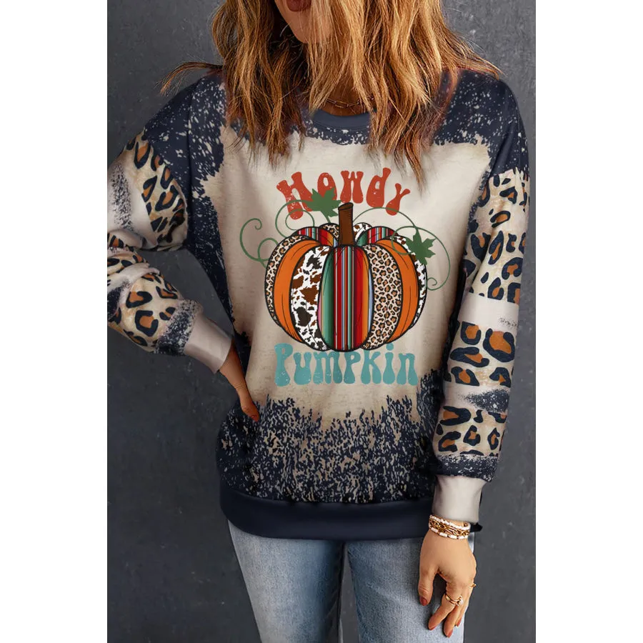 Pumpkin Graphic Long Sleeve Sweatshirt