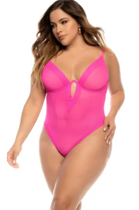 Radiant Color Transparent Mesh Bodysuit | Plus Size