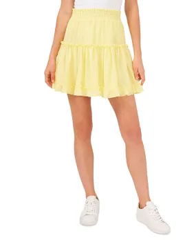 Riley & Rae Women's Ruffled Pull On Mini Skirt Yellow Size Medium