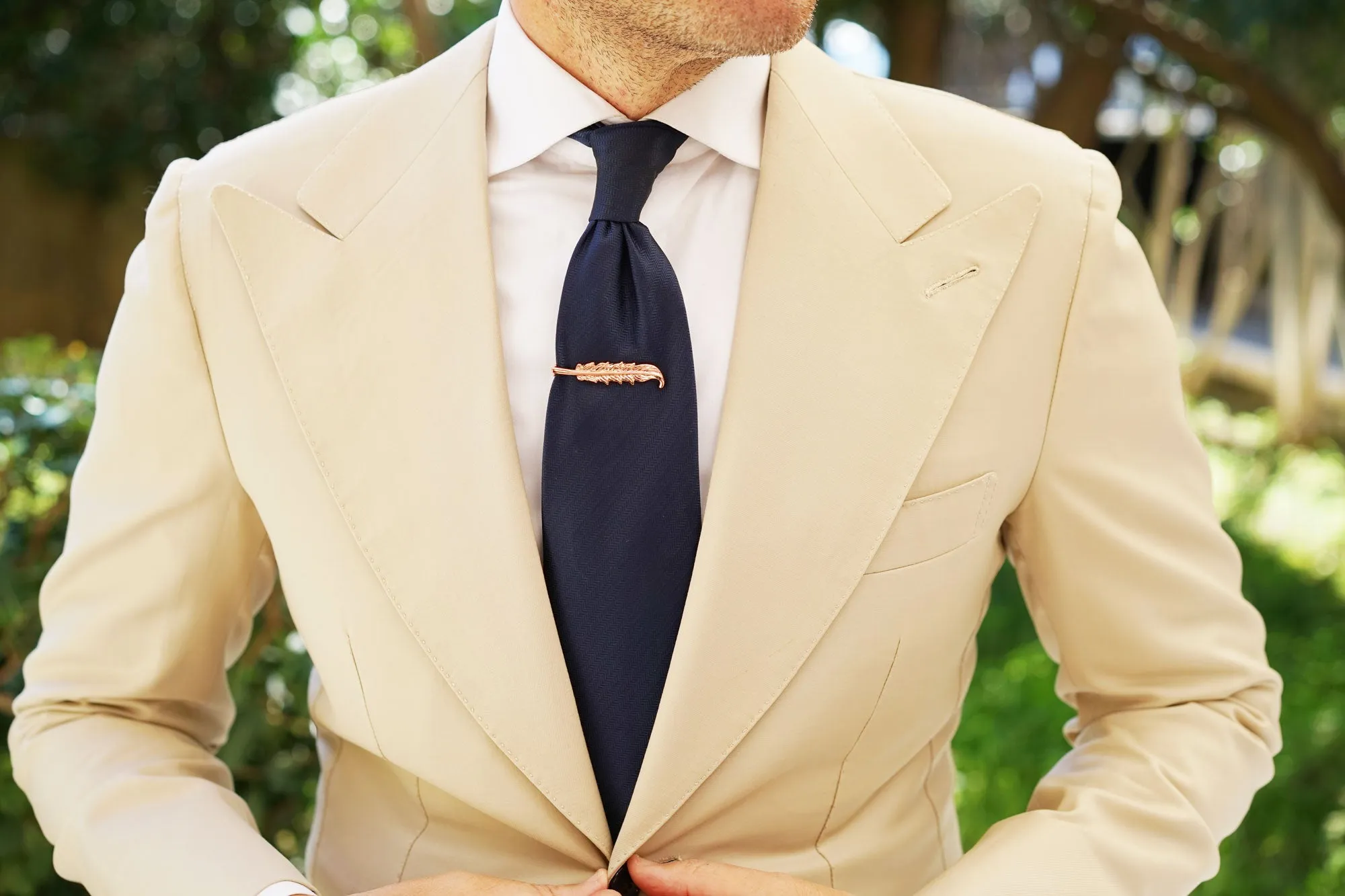 Rose Gold Feather Quill Tie Bar