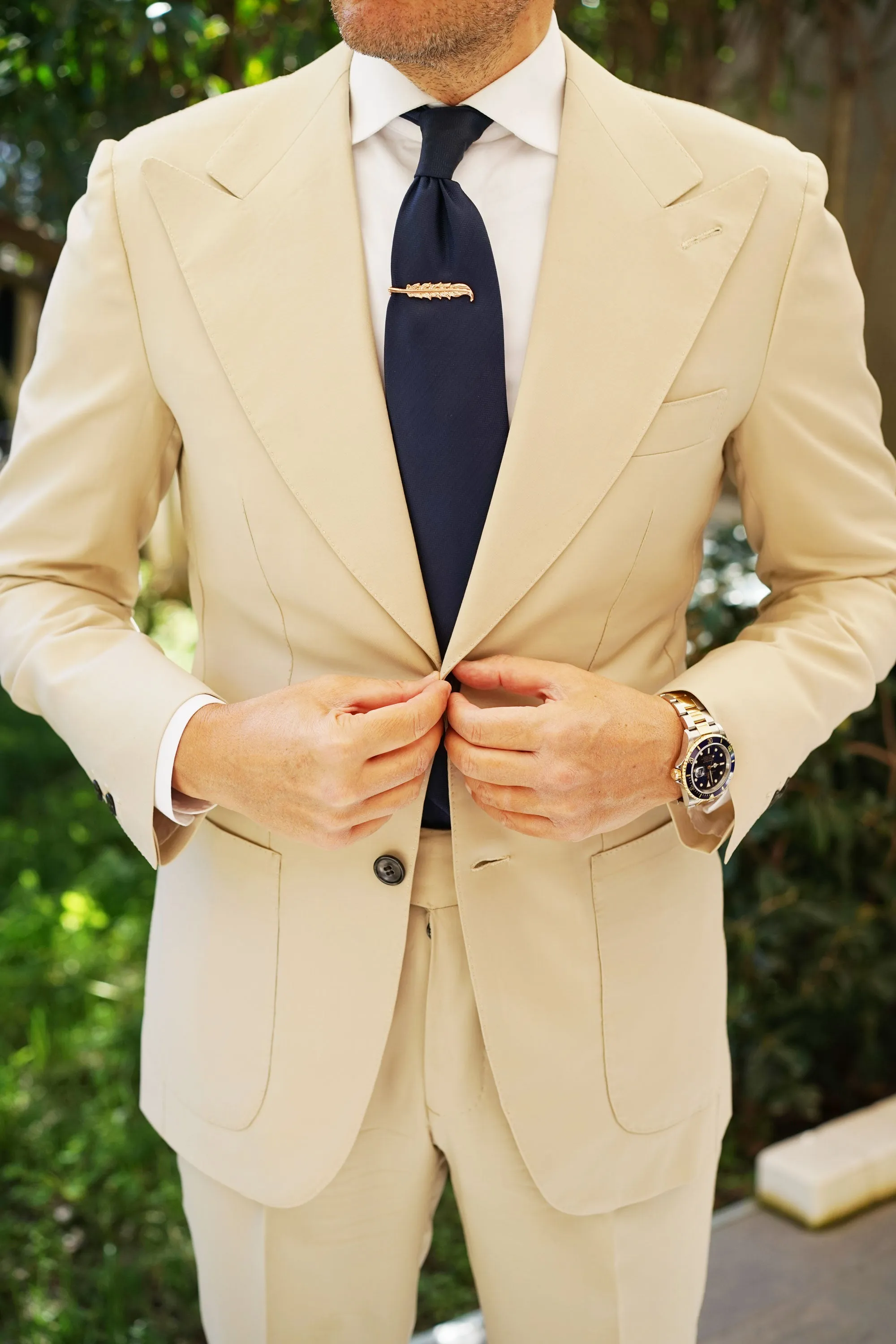 Rose Gold Feather Quill Tie Bar