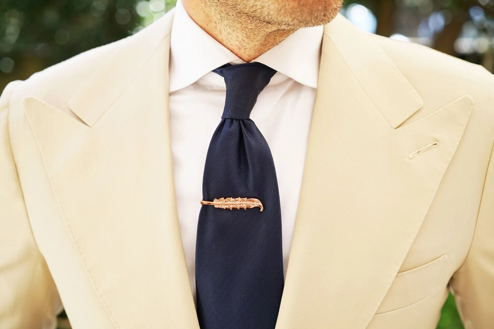 Rose Gold Feather Quill Tie Bar