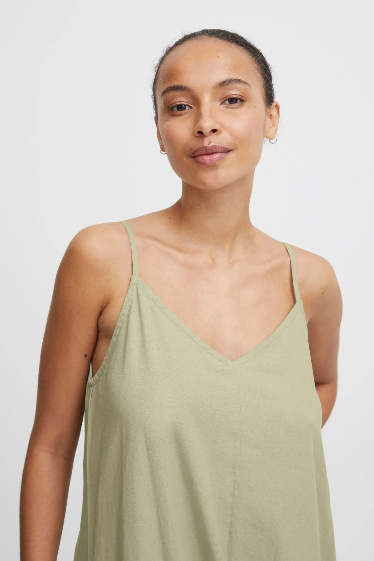 Sage Green Linen Midi Dress