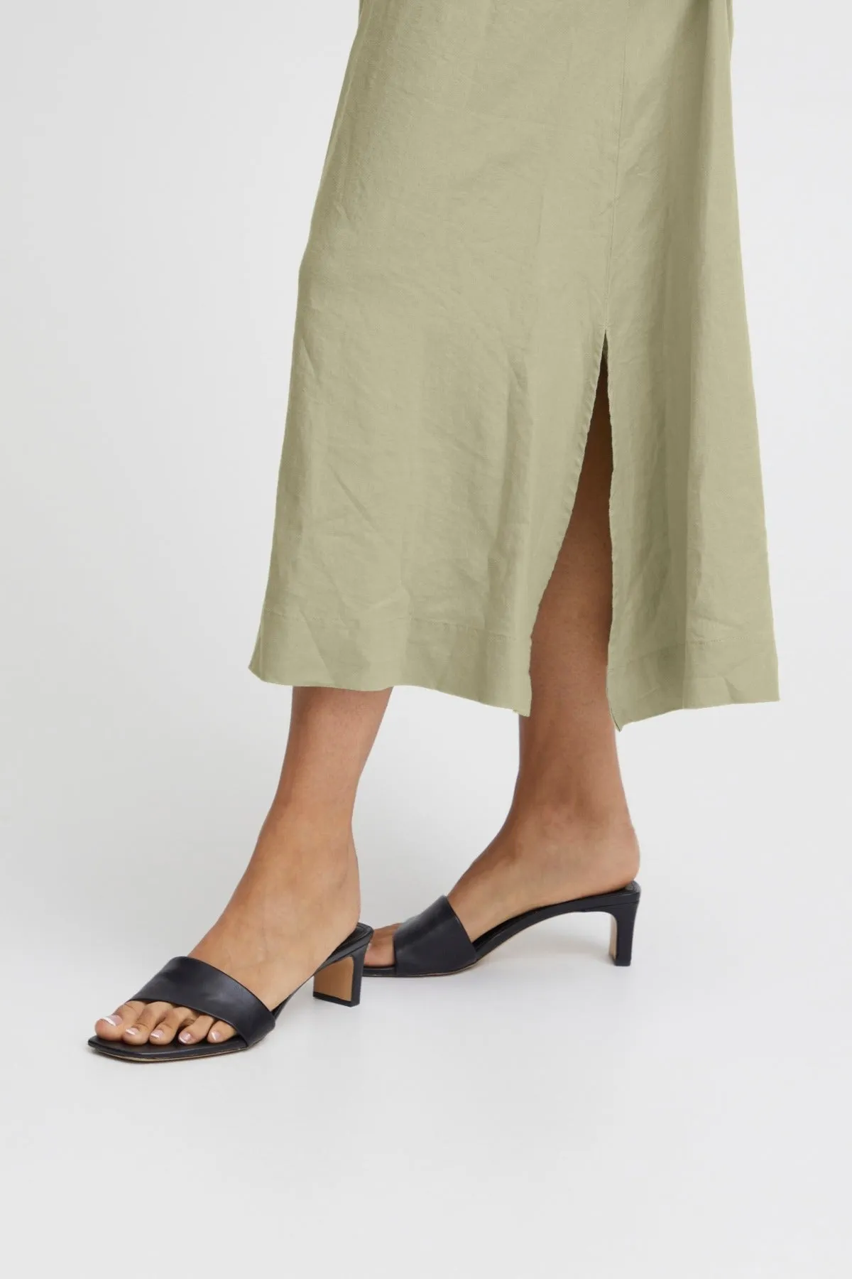 Sage Green Linen Midi Dress