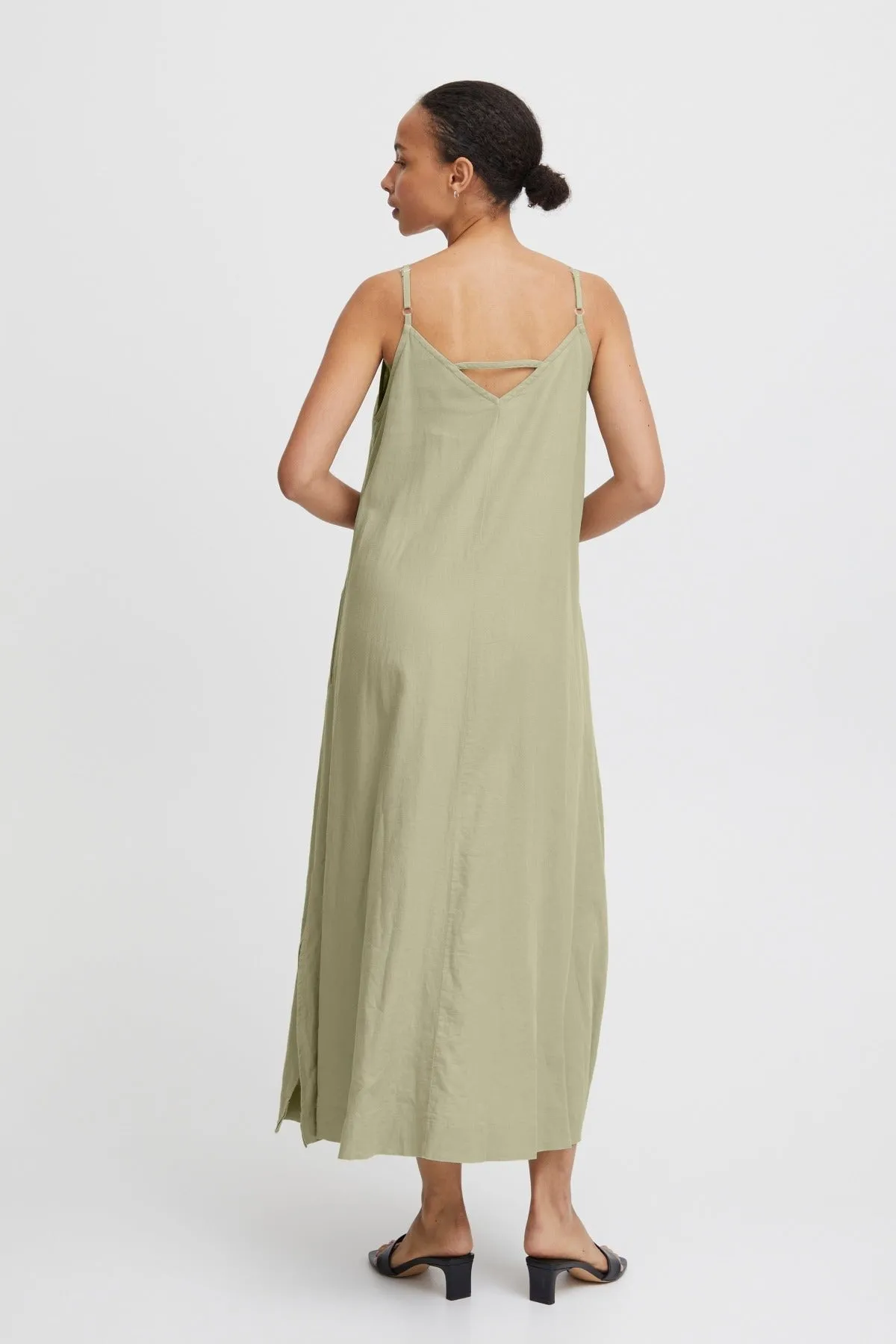 Sage Green Linen Midi Dress