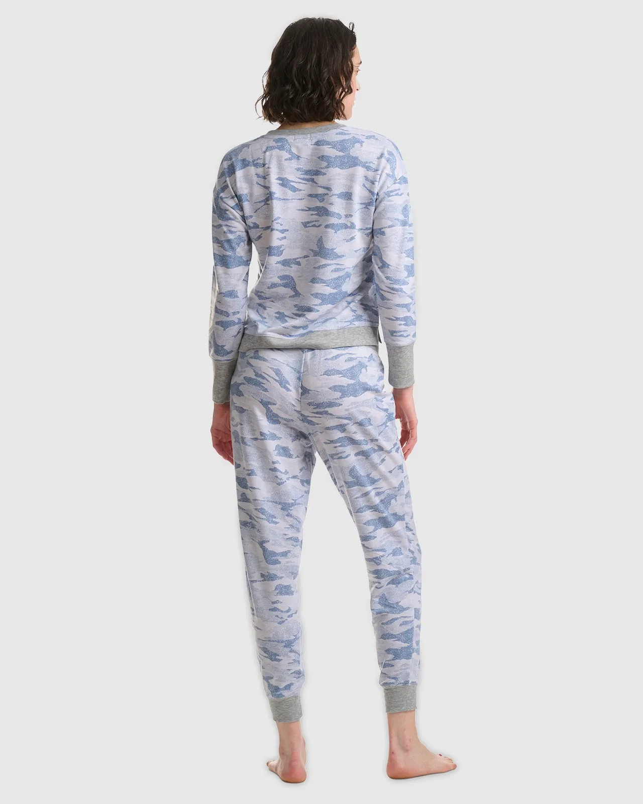 Sandwash Blue Camo V-Neck Jogger PJ Set