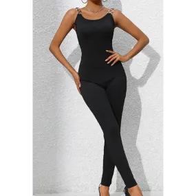 Scoop Neck Wide Strap Skinny Jumpsuit