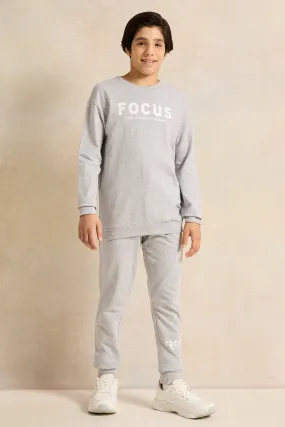 Senior Boys Grey Printed Jogger Set (2 Piece)