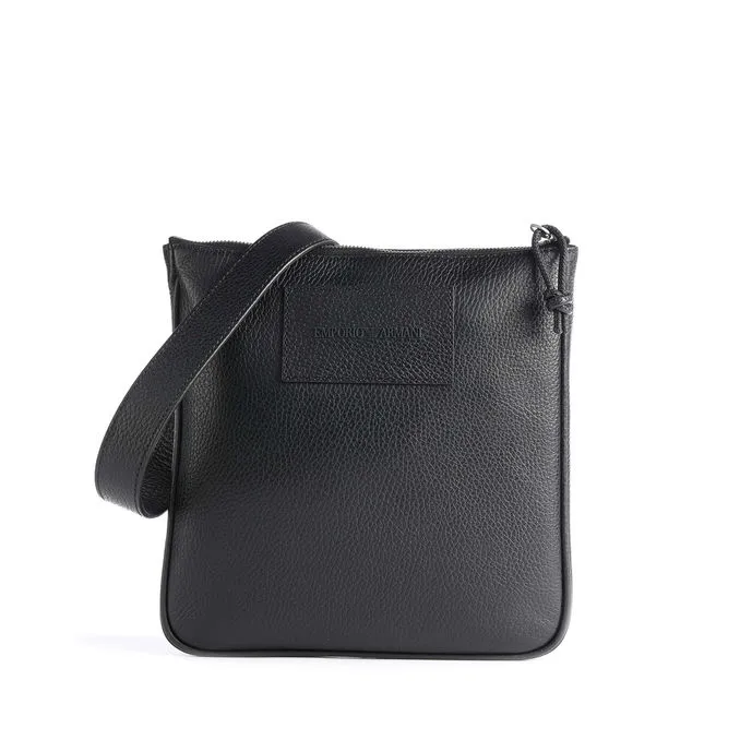  SHOULDER STRAP IN EMBOSSED LEATHER Man Black