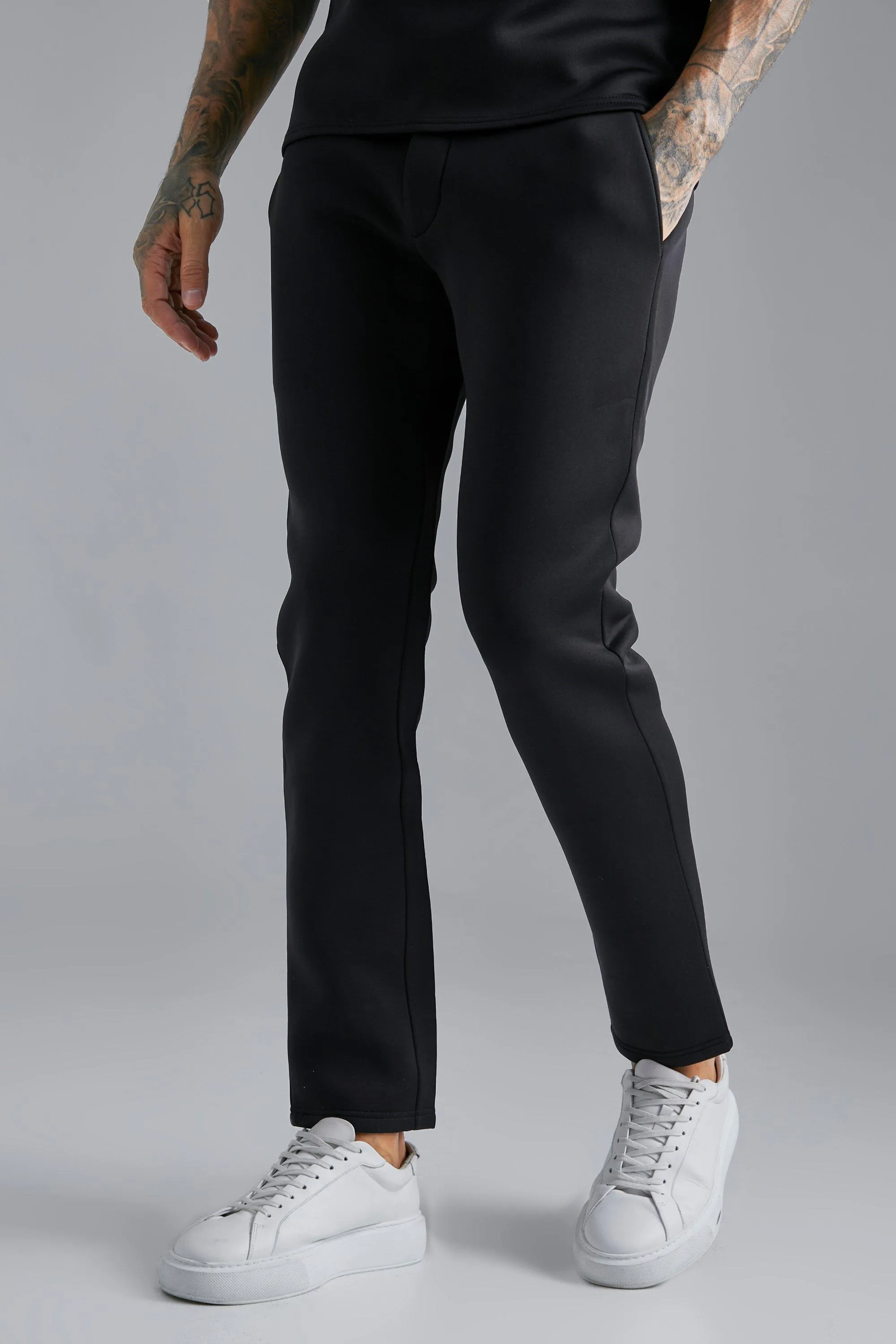 Skinny Neoprene Smart Tailored Trouser | boohooMAN UK