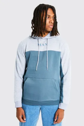 Slim Fit Man Roman Colour Block Hoodie | boohooMAN UK