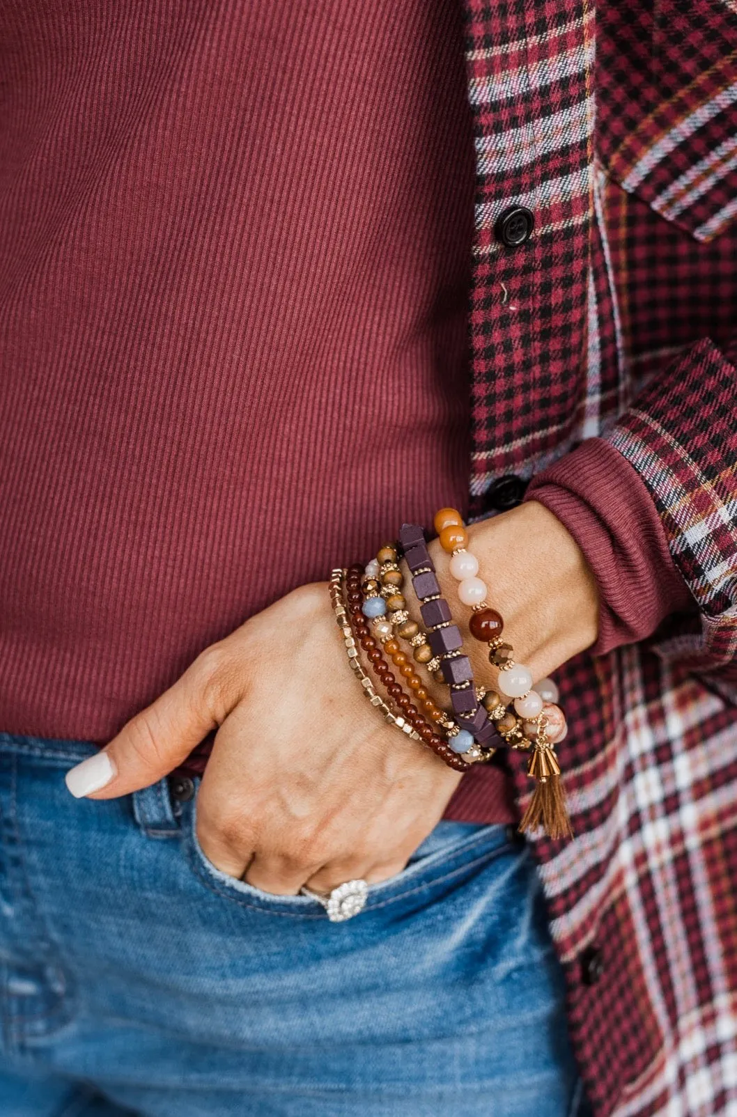 Something Sweet Stackable Bracelet Set- Brown & Gold