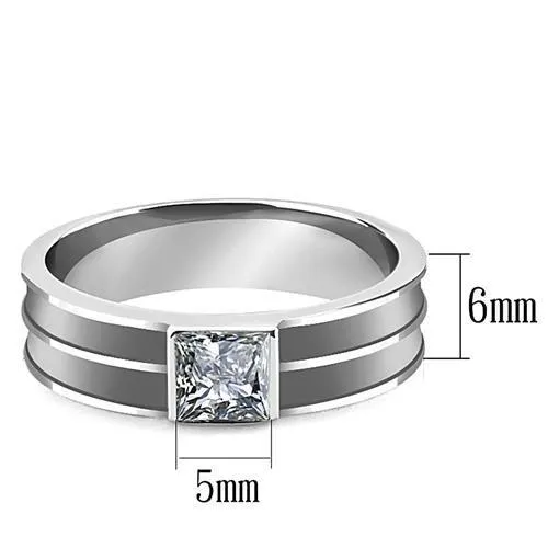 Stainless Steel Ring with Top Crystal