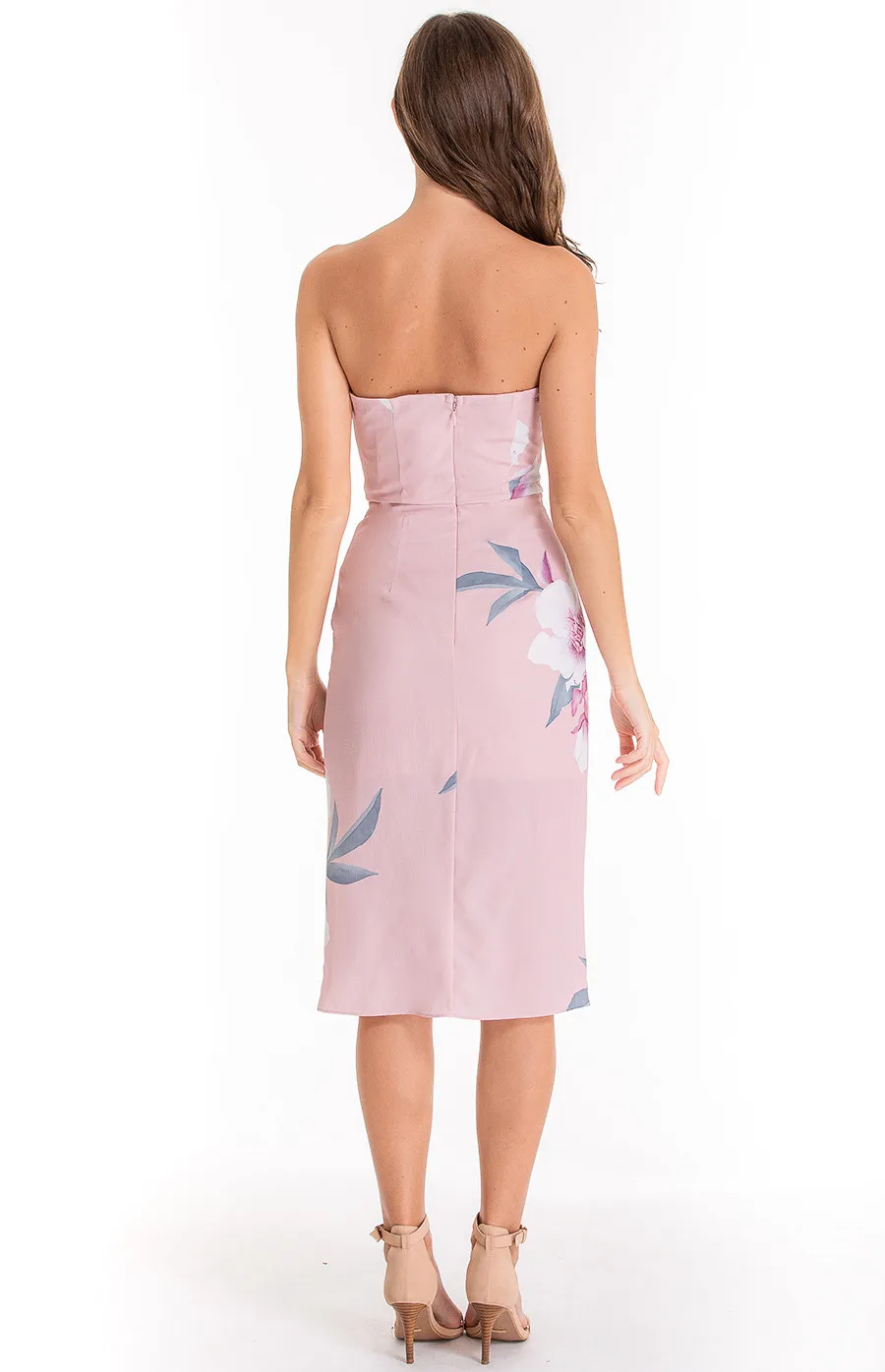 Strapless Midi Dress with Frill Feature (ADR854A)