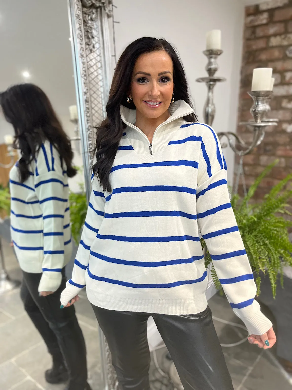 Stripe Quarter Zip Jumper Liberty