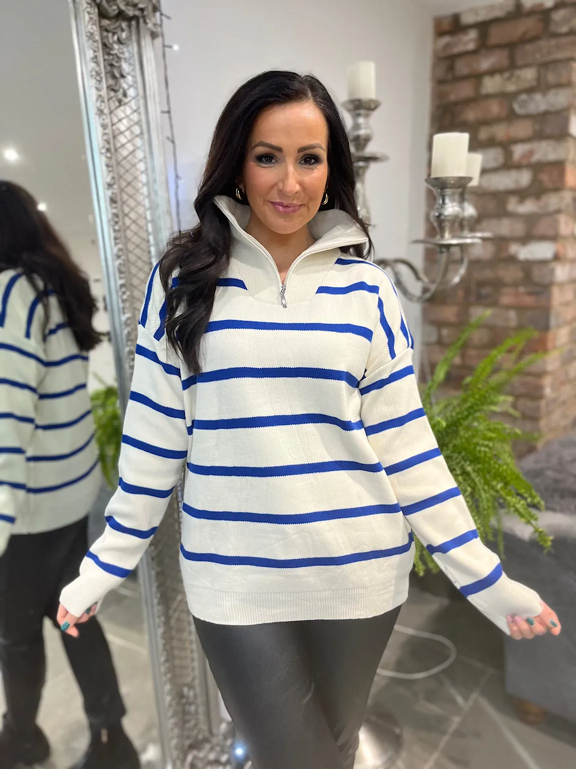 Stripe Quarter Zip Jumper Liberty