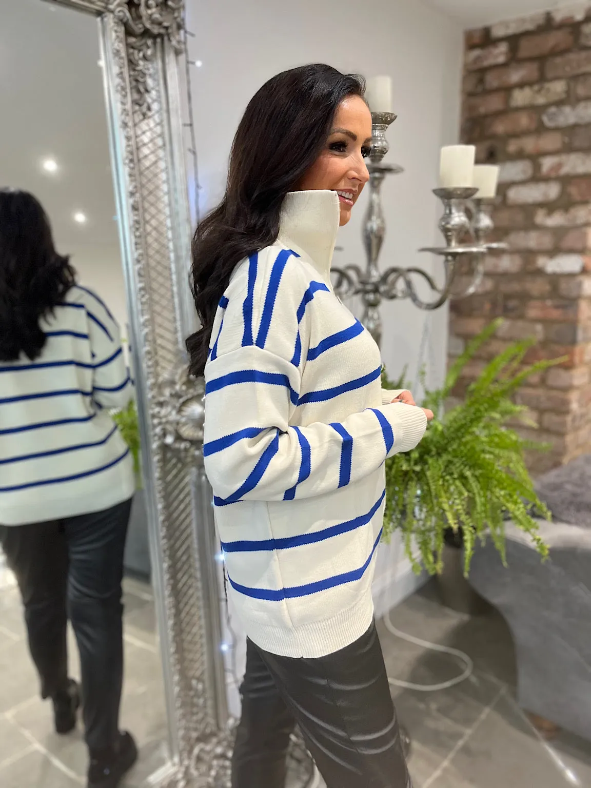 Stripe Quarter Zip Jumper Liberty