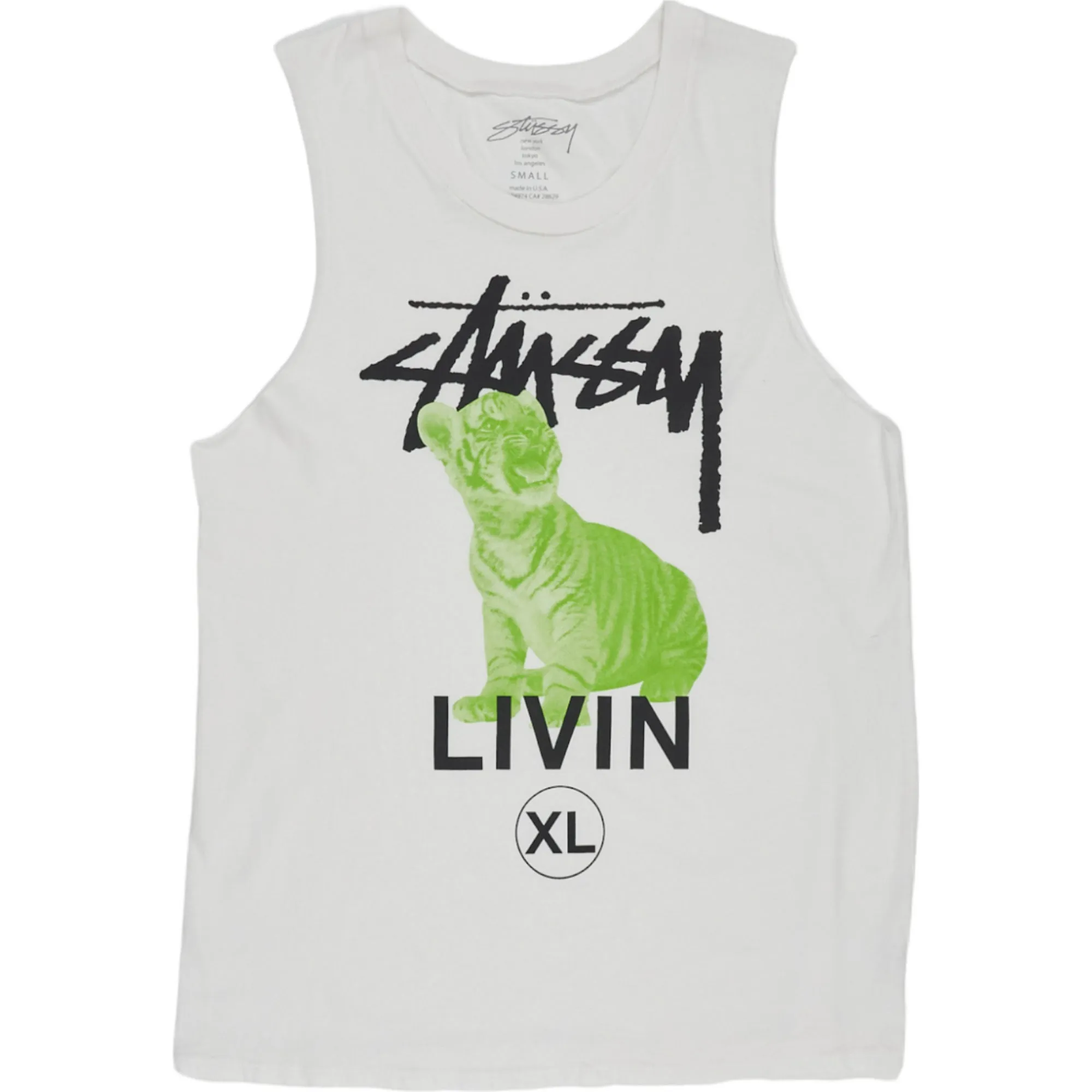 Stussy White Livin XL Graphic Tank Top