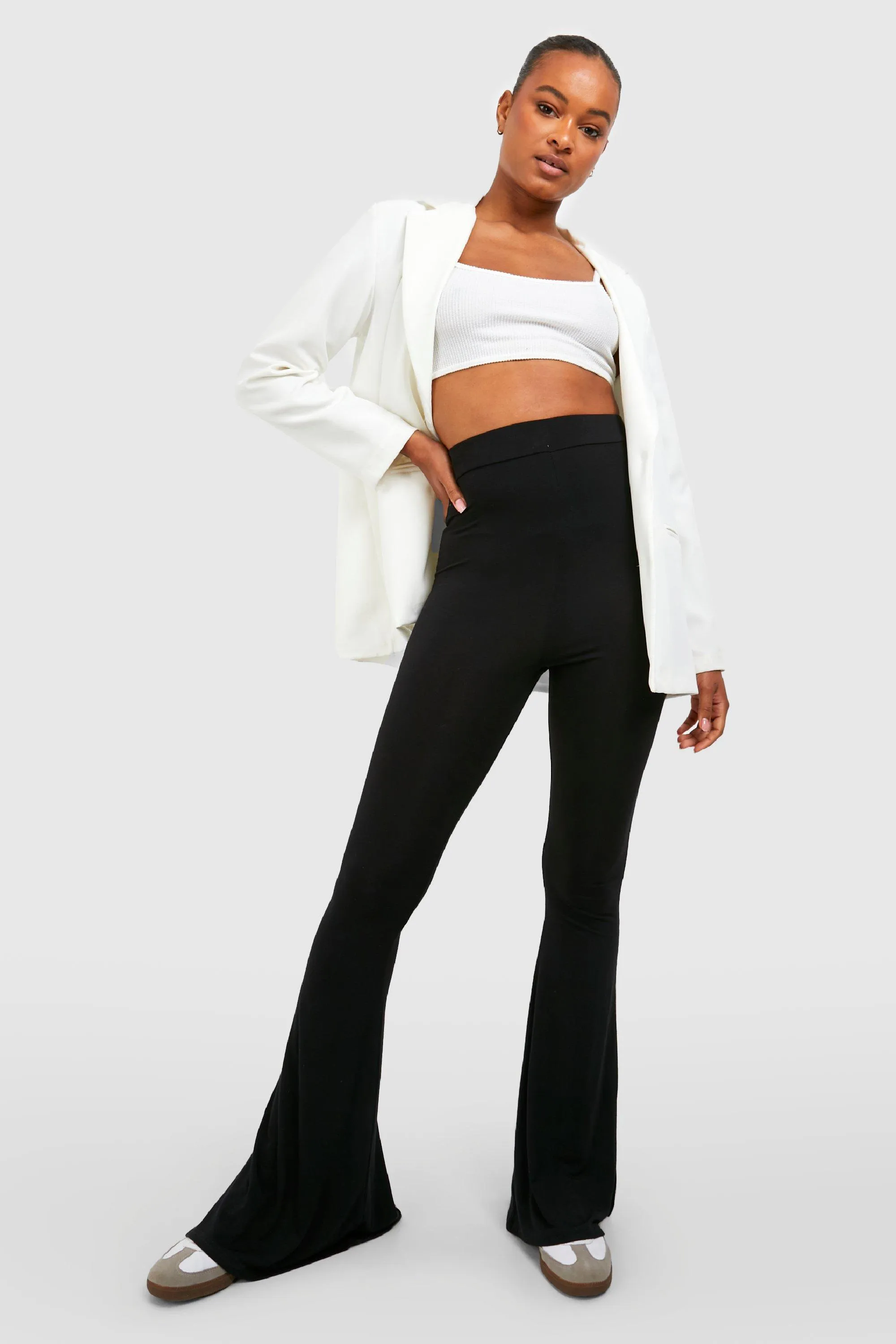 Tall Basic Jersey Knit Stretch Skinny Split Hem Flares