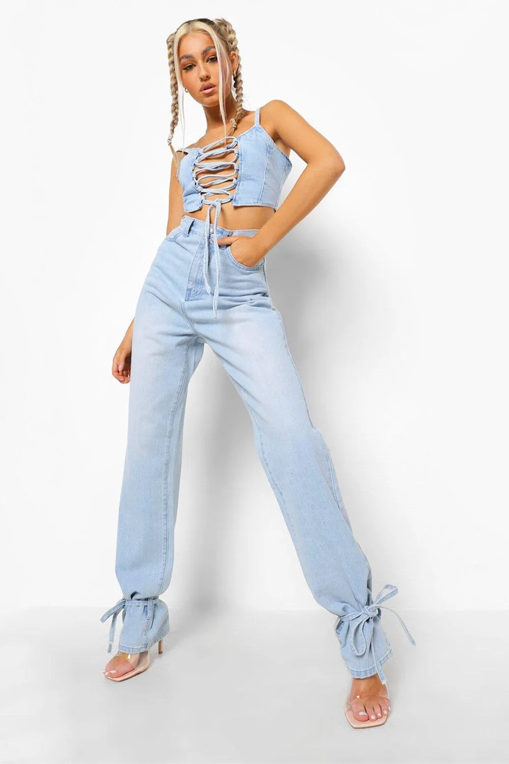 Tall High Rise Tie Ankle Jeans