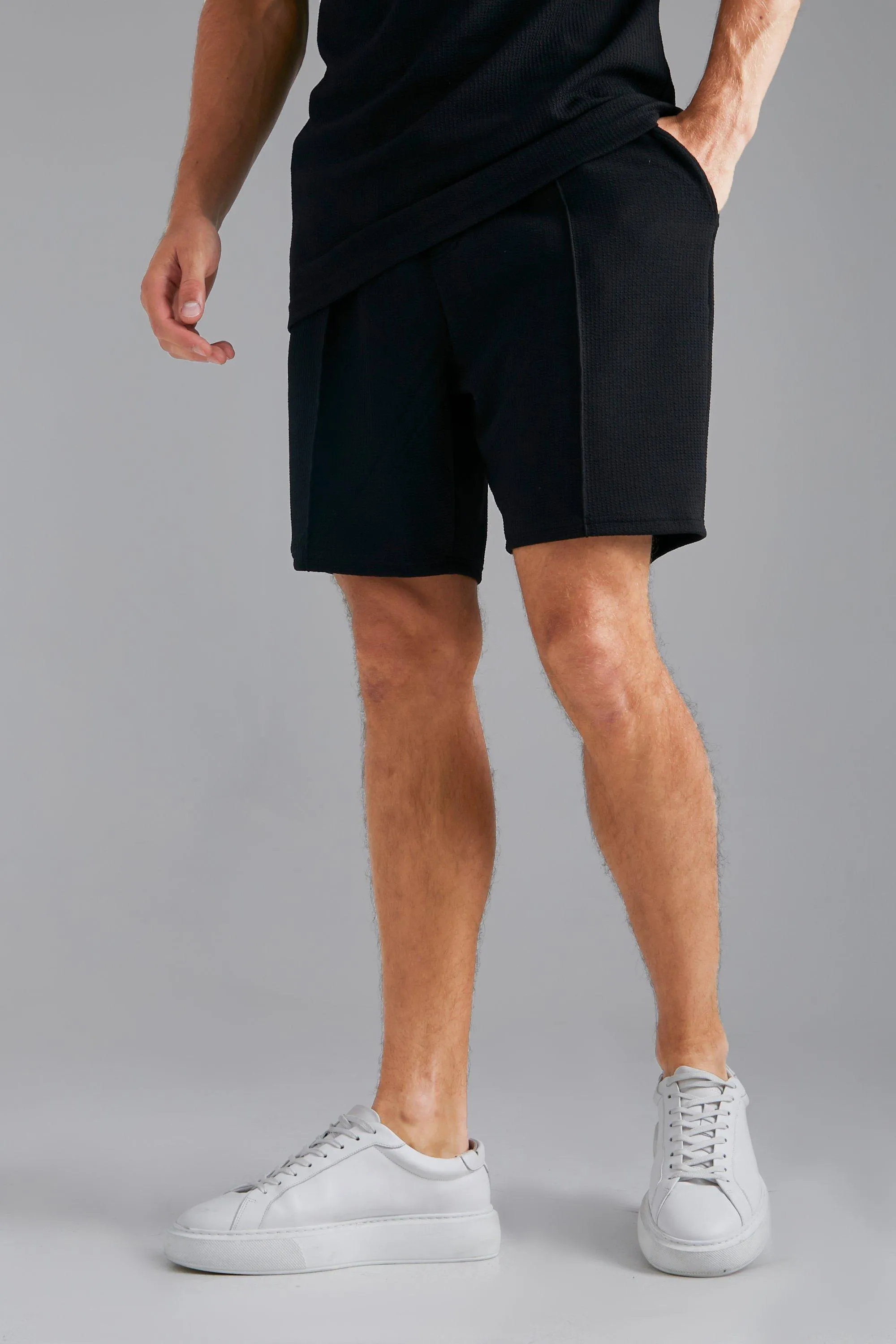 Tall Jersey Textured Shorts | boohooMAN UK