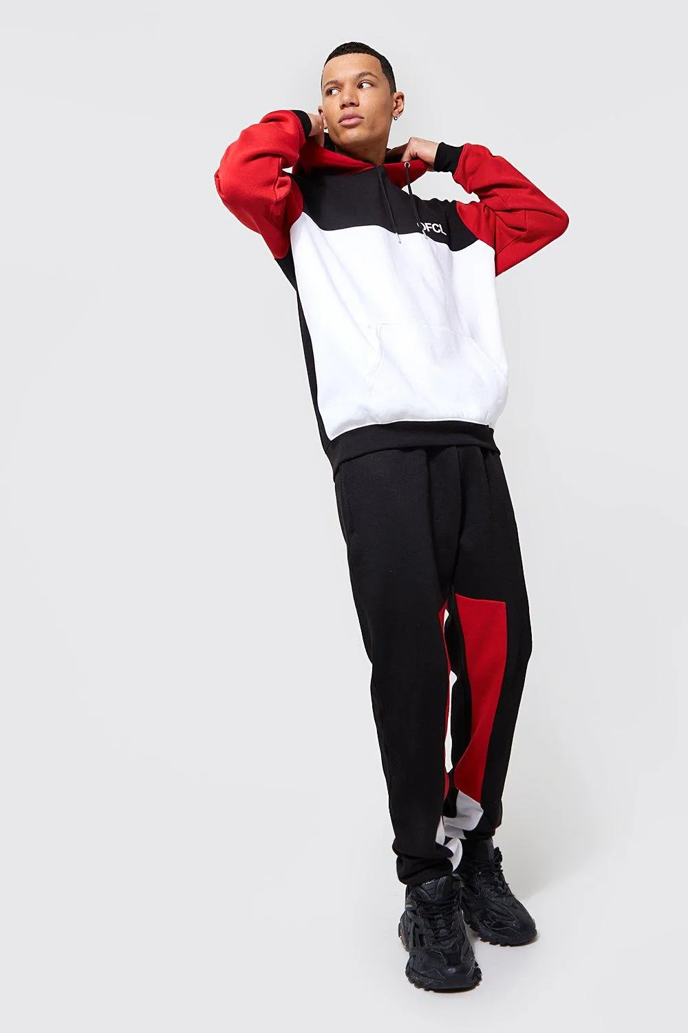 Tall Ofcl Colour Block Tracksuit | boohooMAN UK