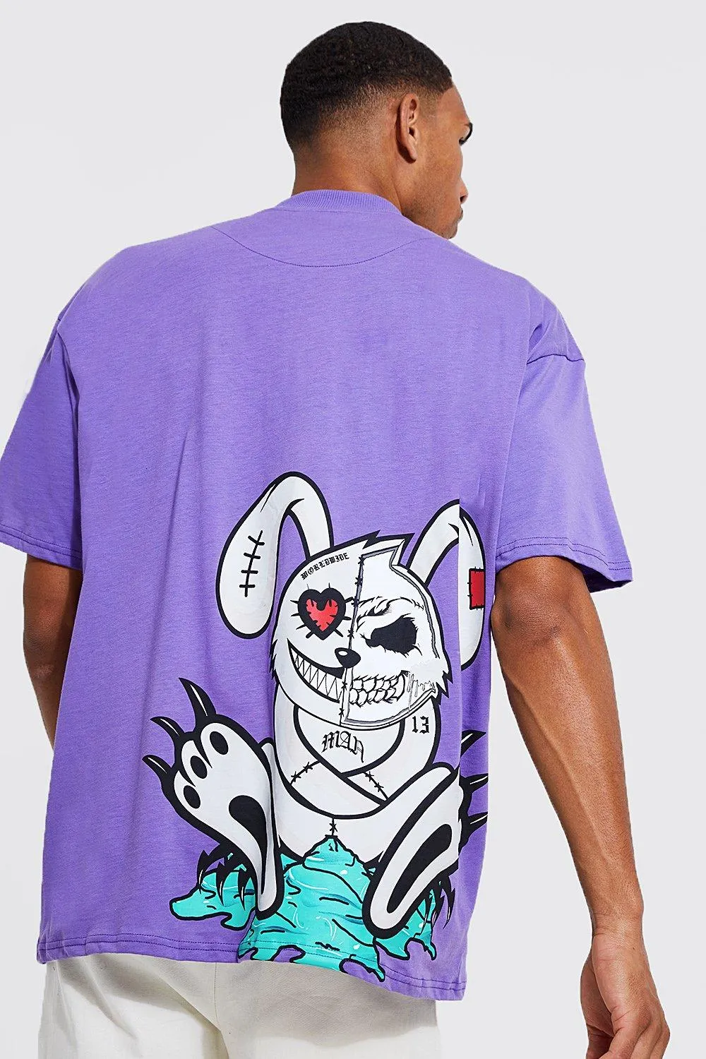 Tall Oversized Ext Neck Evil Bunny T-shirt