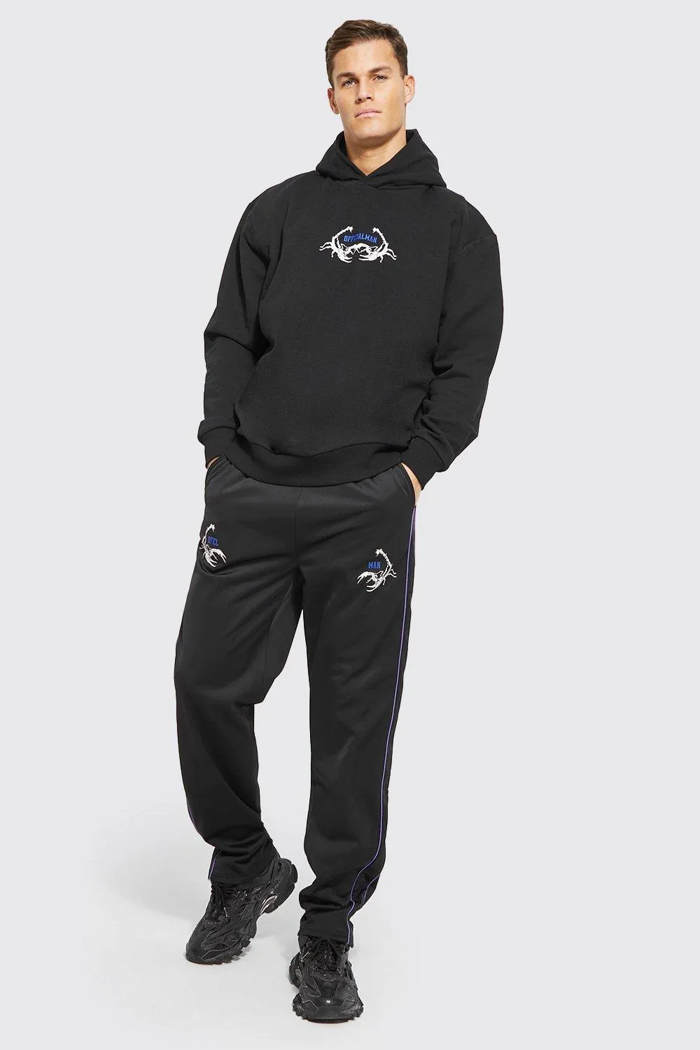 Tall Oversized Scorpion Hooded Tracksuit | boohooMAN UK