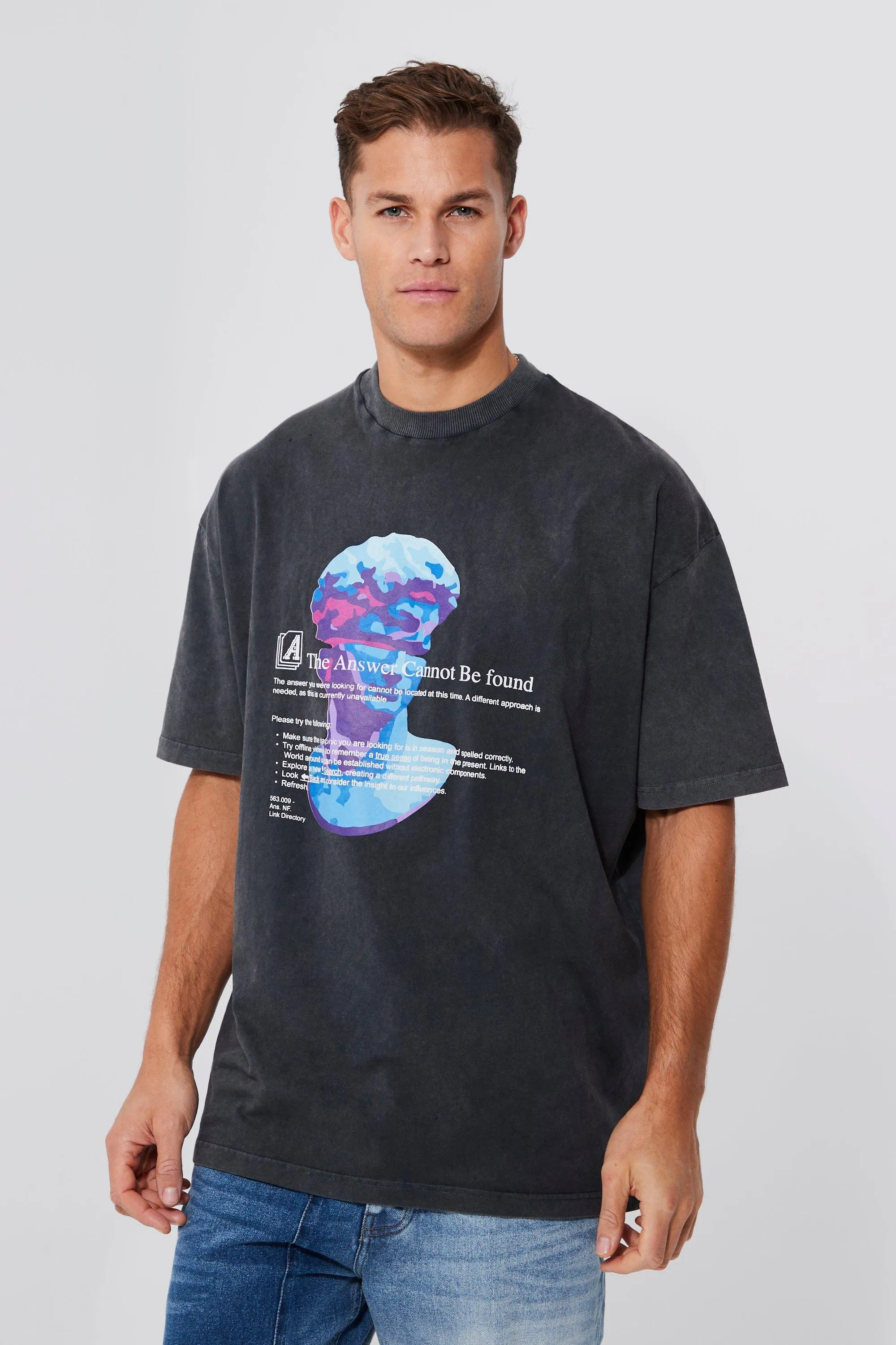 Tall Oversized Washed Graphic T-shirt | boohooMAN UK