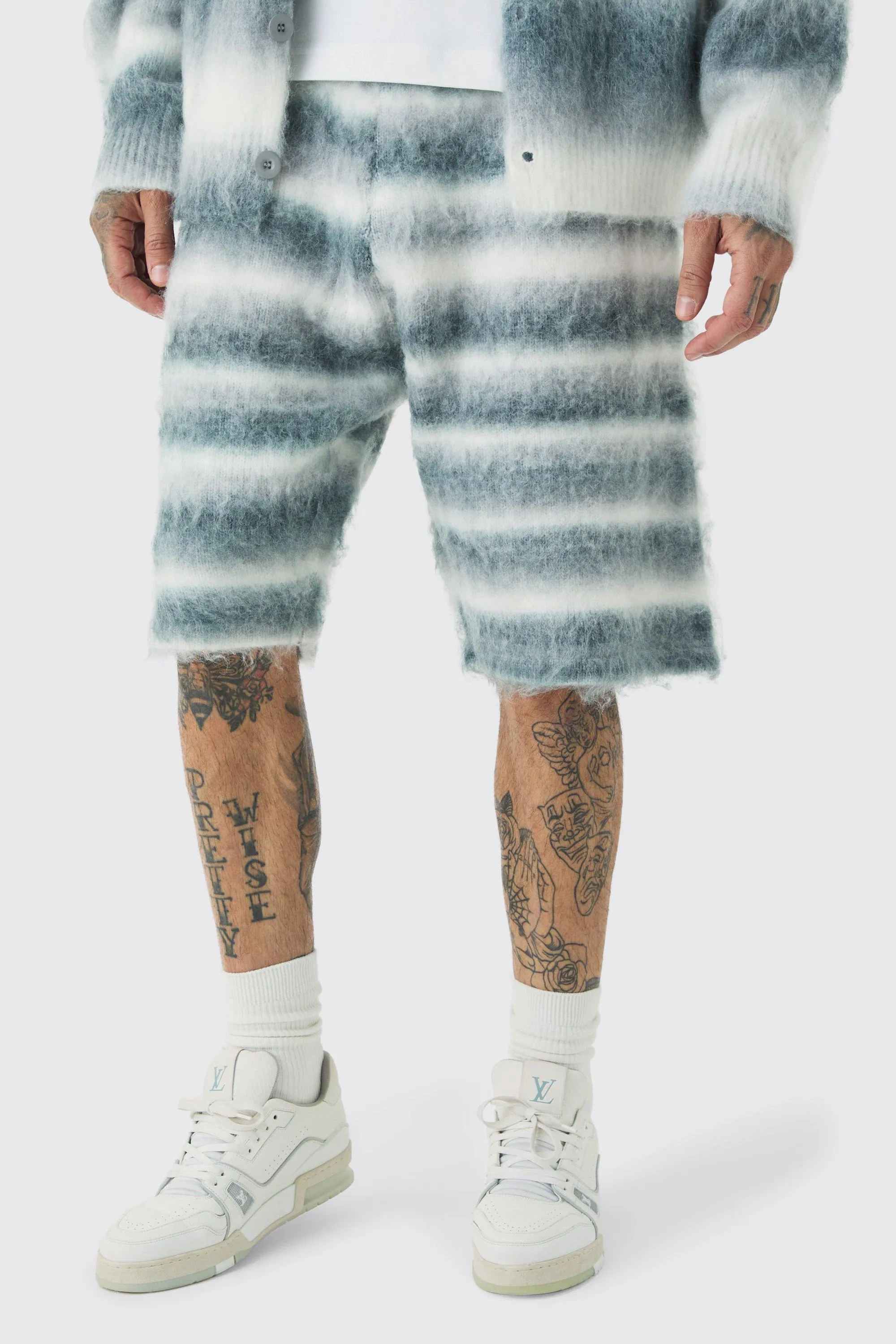 Tall Relaxed Fit Knitted Brushed Shorts | boohooMAN UK