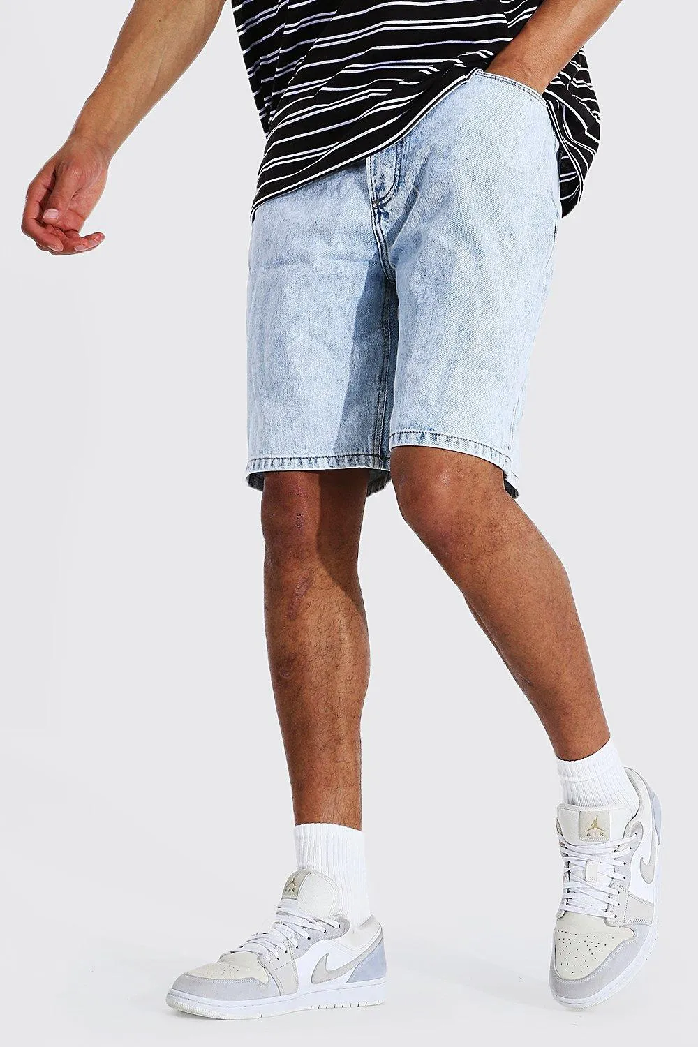 Tall Relaxed Fit Rigid Denim Short | boohooMAN UK