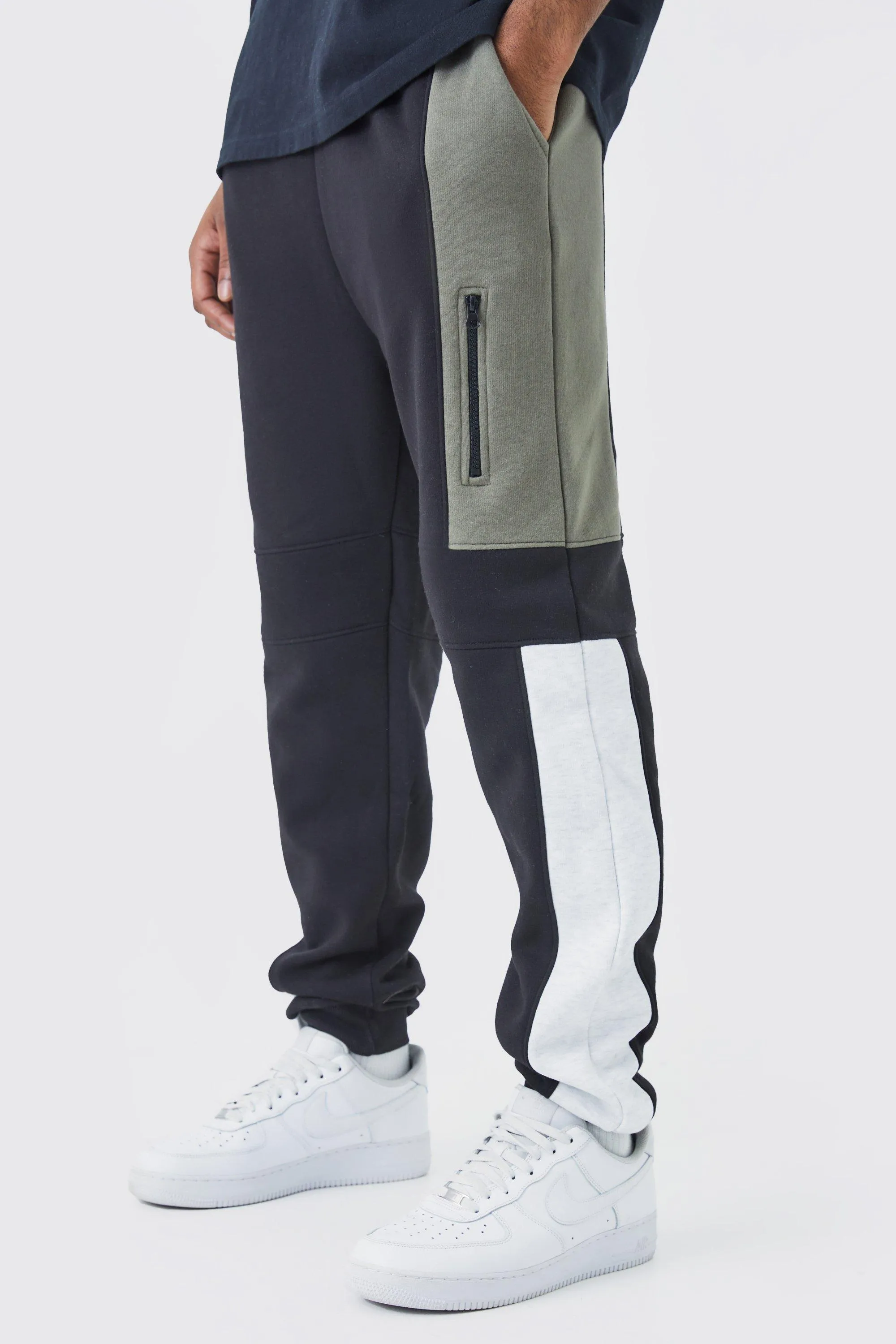 Tall Slim Fit Panelled Jogger | boohooMAN UK