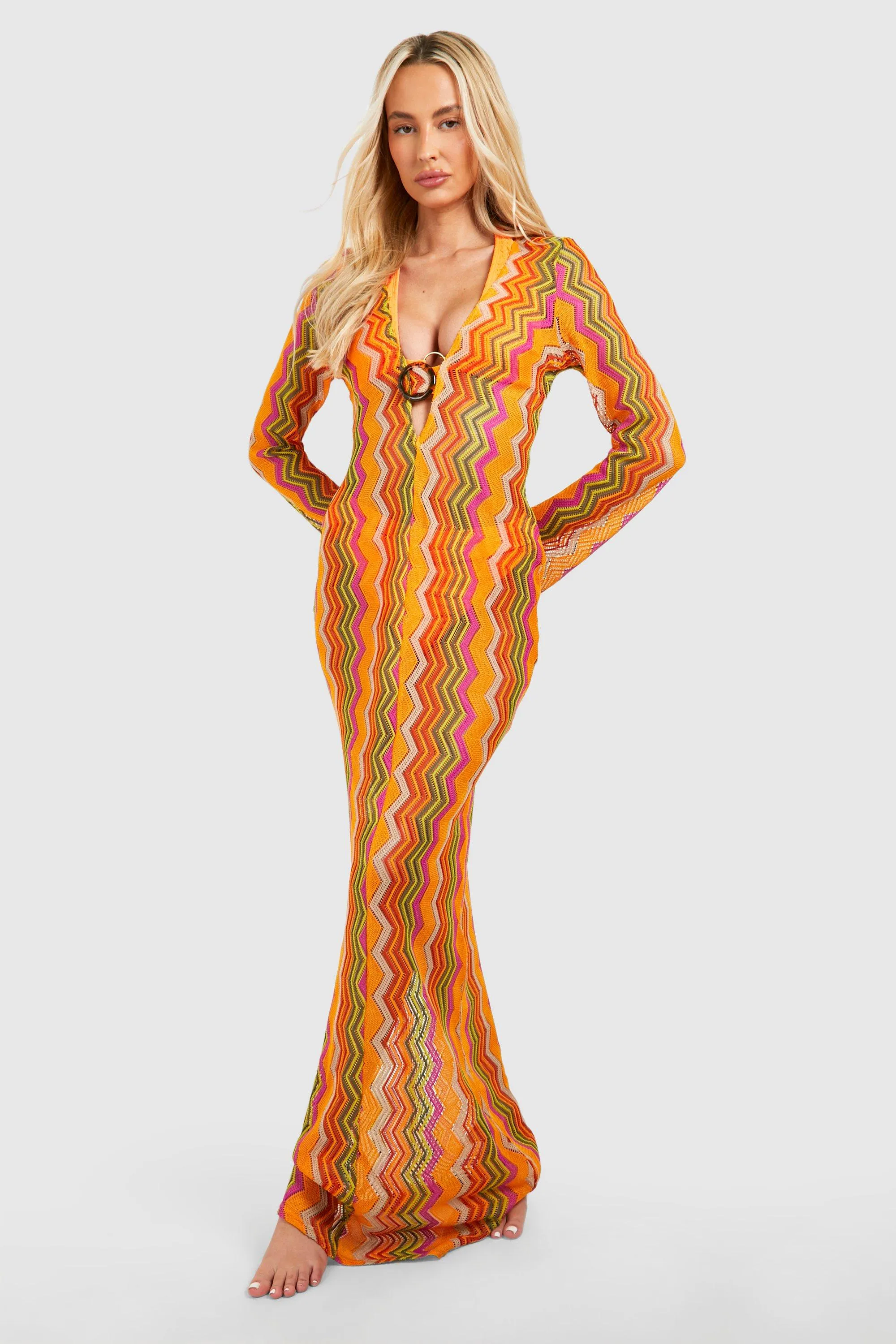 Tall Zig Zag Crochet Beach Maxi Dress