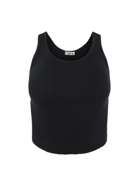 terne Cropped Scoop Neck Tank in Black