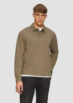 Textured long sleeve polo shirt in a relaxed fit