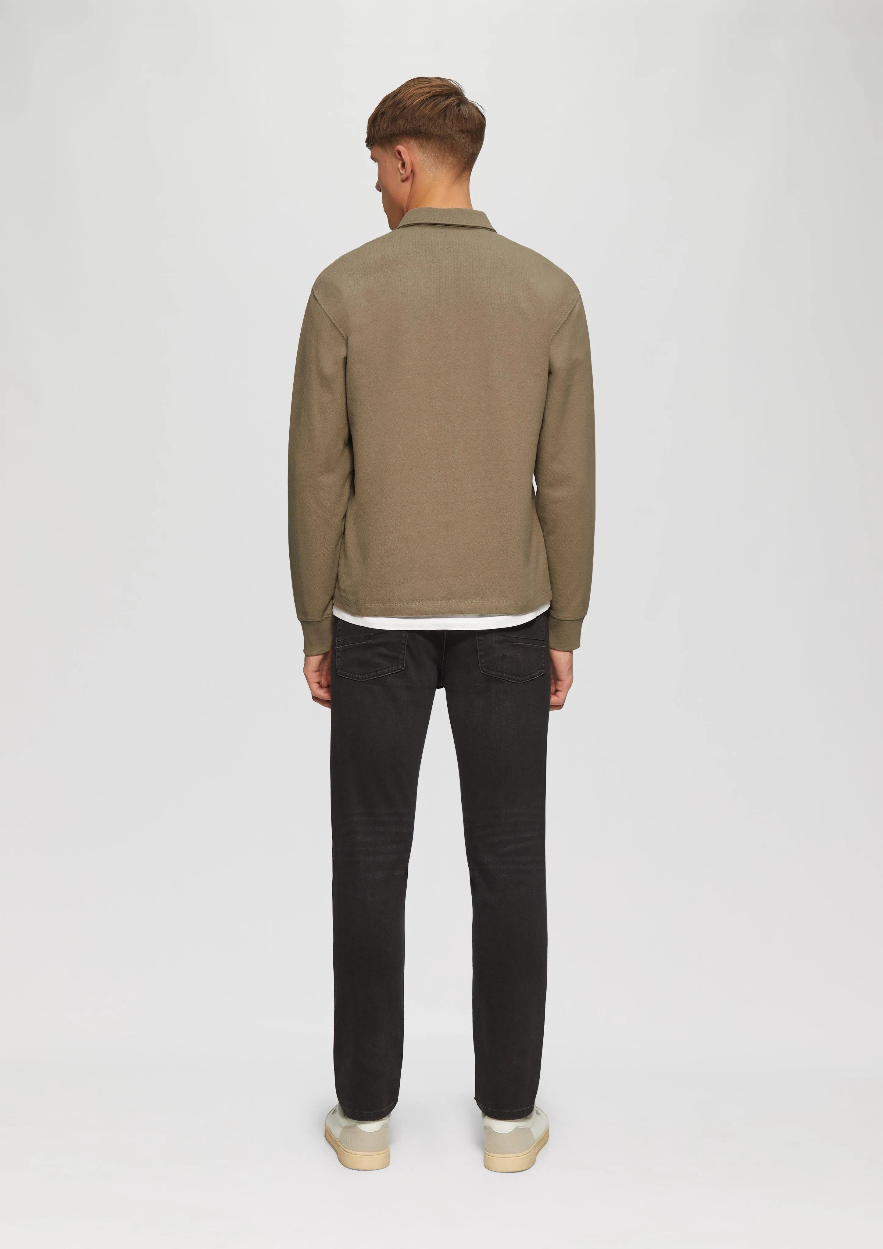 Textured long sleeve polo shirt in a relaxed fit