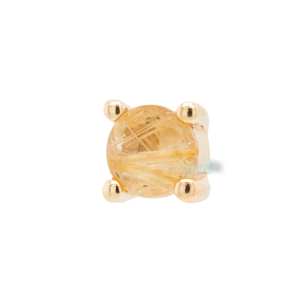 threadless: Prong-Set Rutilated Quartz End in Gold