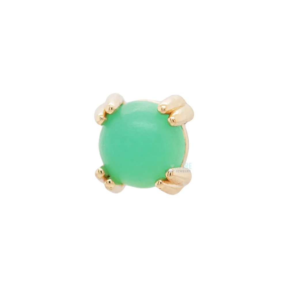 threadless: Sandblasted Chrysoprase Cabochon Prong Set Pin in Gold