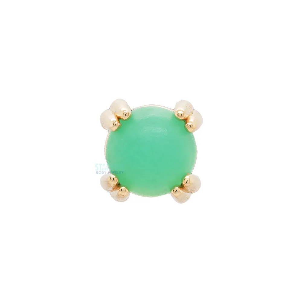 threadless: Sandblasted Chrysoprase Cabochon Prong Set Pin in Gold