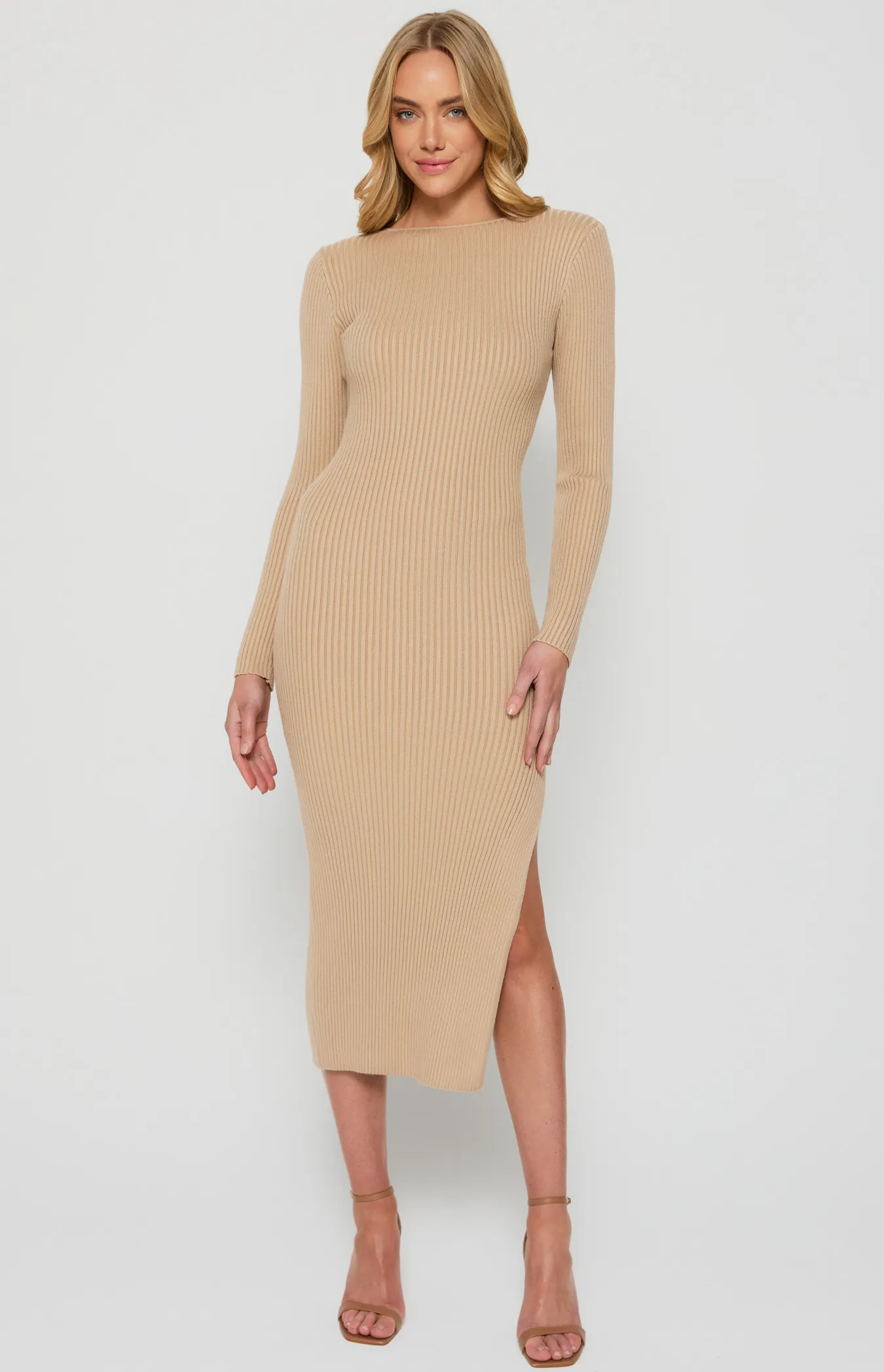 Three-Way Wear Chain Detail Knit Midi Dress (SKN737) 