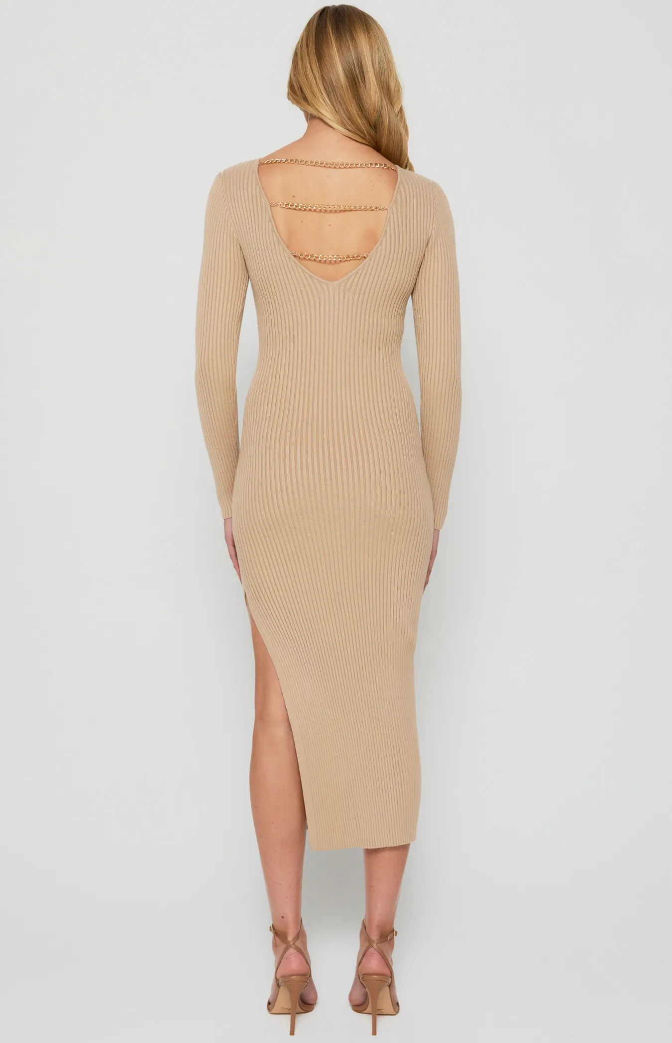 Three-Way Wear Chain Detail Knit Midi Dress (SKN737) 