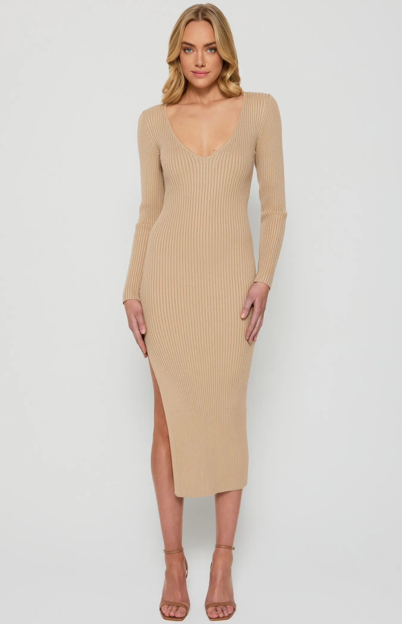 Three-Way Wear Chain Detail Knit Midi Dress (SKN737) 