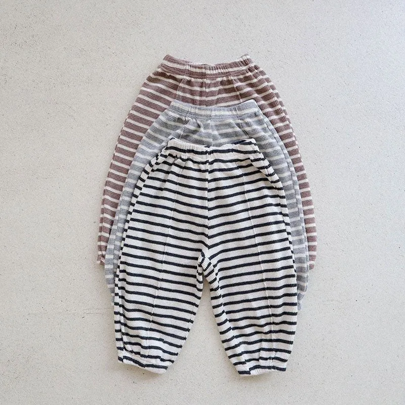 Toddler Stripe Waffle Pin-Tuck Jogger Pants (15m-7y) -2 Colors