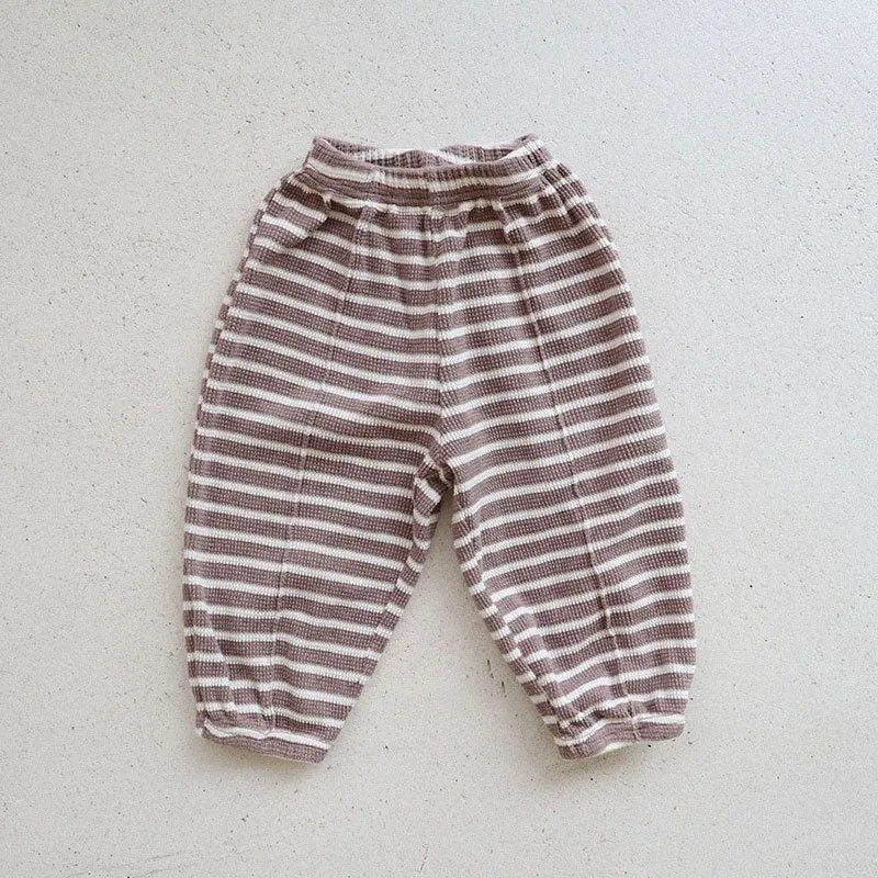 Toddler Stripe Waffle Pin-Tuck Jogger Pants (15m-7y) -2 Colors